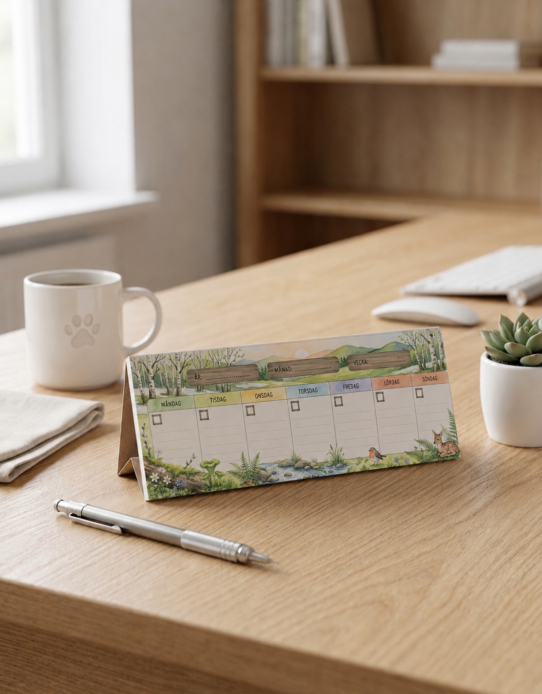 Bordskalender - Veckoplanerare För Skrivbordet - Vårlandskap