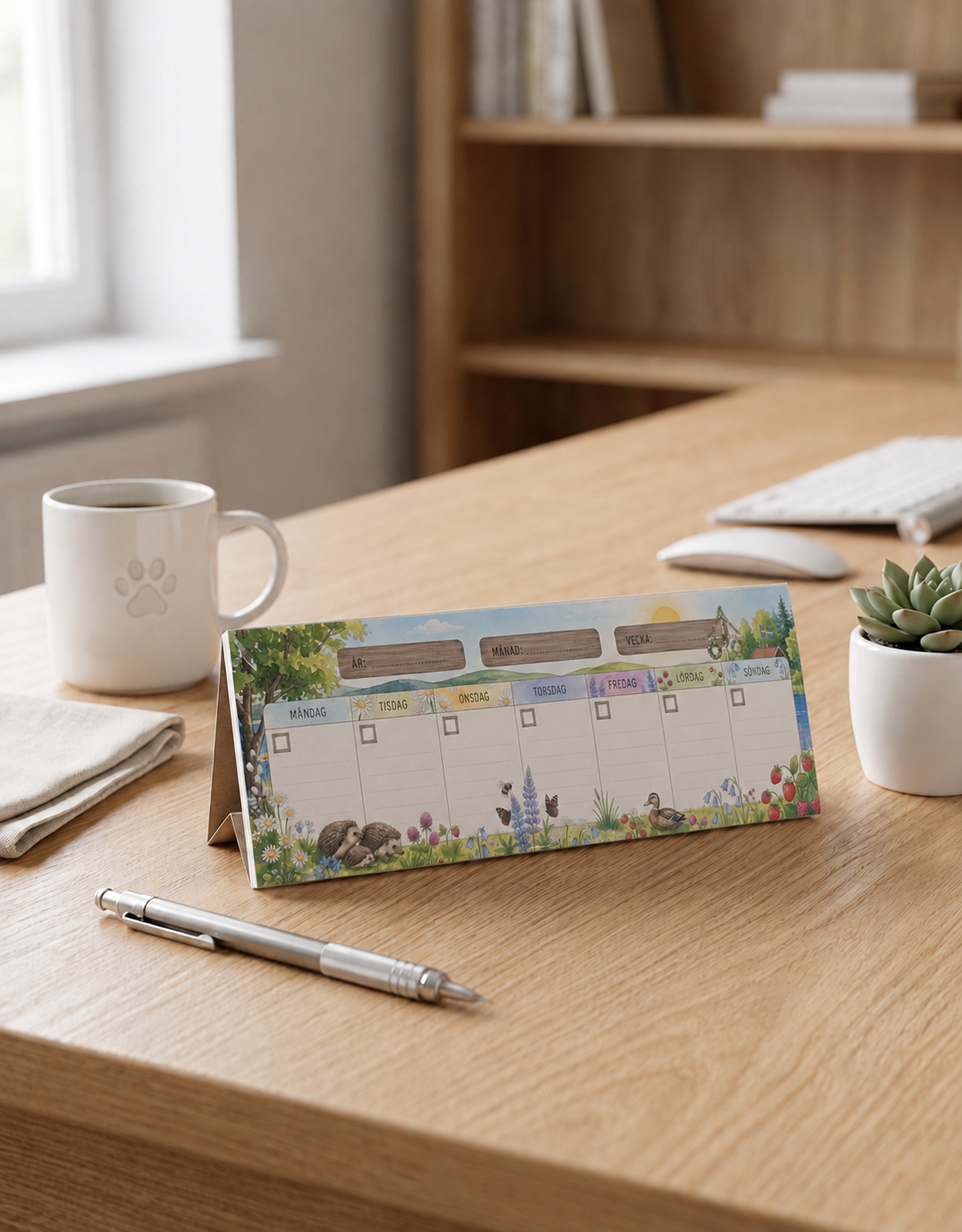 Bordskalender - Veckoplanerare För Skrivbordet - Sommarlandskap
