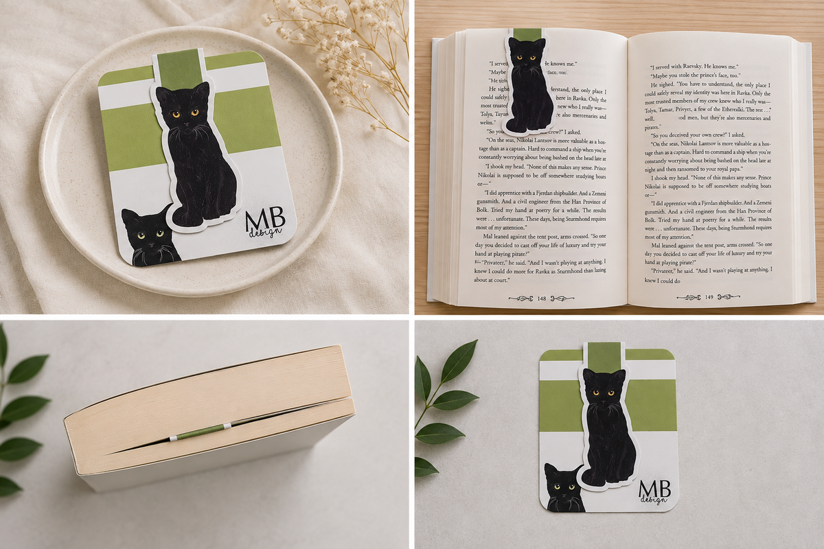 Magnetiskt bokmärke Svart katt