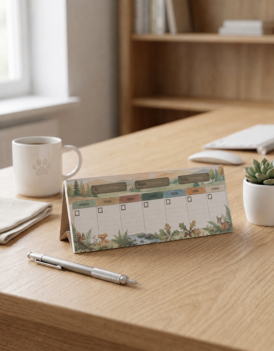 Bordskalender - Veckoplanerare För Skrivbordet - Höstlandskap