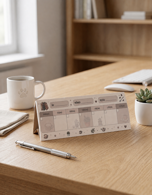 Bordskalender - Veckoplanerare För Skrivbordet - Latte